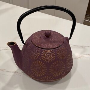 Cost Plus World Market Purple and Gold Cast Iron Teapot